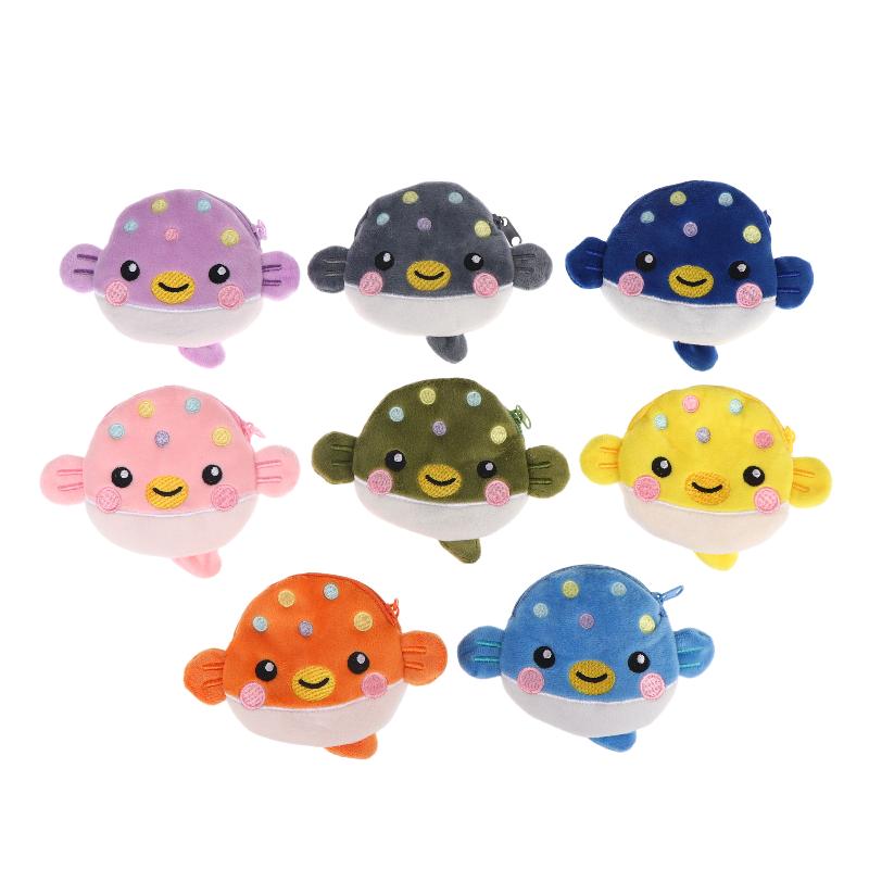 1Pcs Plush Zipper Coin Wallet Cute Pufferfish Mini Coin Purse Women'S Small Change Bag Key Earphone Pouch