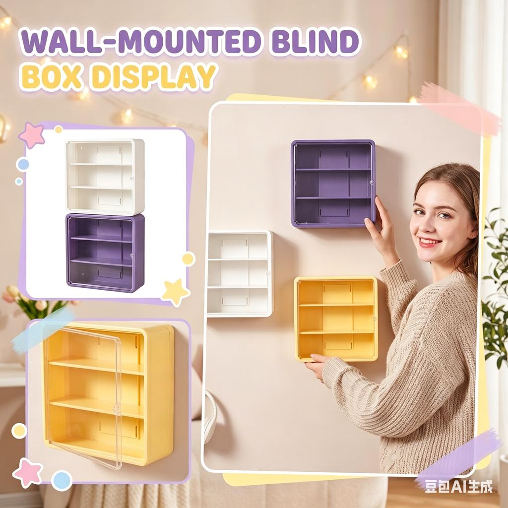 Wall Mounted Display Storage Box Acrylic Display Case Shelving Unit for Figurines Collectibles Storage Organizer with Transparent Front Panel