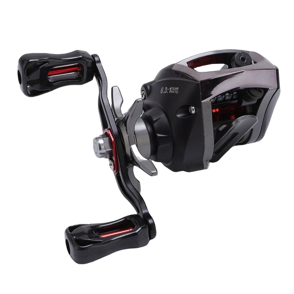 Baitcasting Reel with Magnetic Dual Braking System 6.3:1 Gear Ratio 8kg Drag Dual Line Cup Right Hand Fishing Reel for