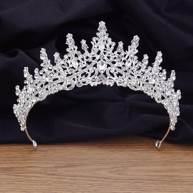Couronne de Mariage en Cristal de Luxe Reine Royale Concours Serre-têtes Tiaras de Mariée Coiffe Couronne de Mariée Bijoux de Cheveux Accessoires de Tête
