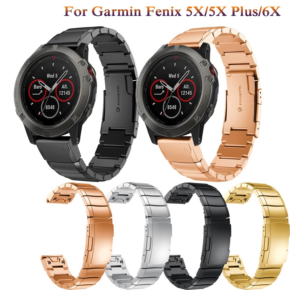 Garmin Fenix 26mm Módní náramek 3Garmin Fenix HR 5X Jednořadý rychloupínací pásek Kovový náramek z nerezové oceli 6X