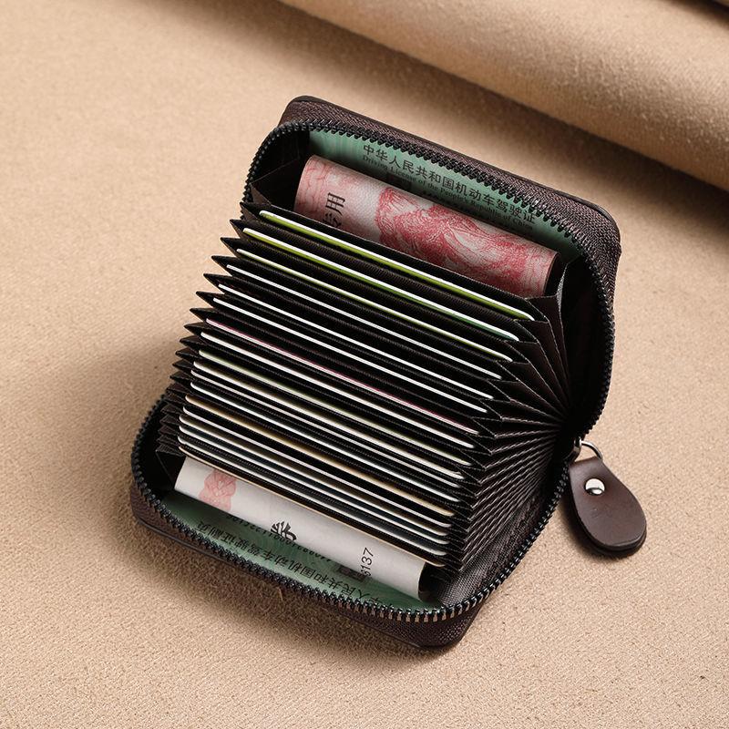 Men's Wallet PU Leather Credit Card Holder RFID Blocking Zipper Pocket Men Women Passport Card Bag Multi-card Zipper Coin Wallet