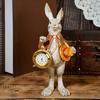 Gentlemen Rabbits Clock White Rabbits Standing Clock Figure Unique Decorative Clock for Office Shelf Desk Ornament