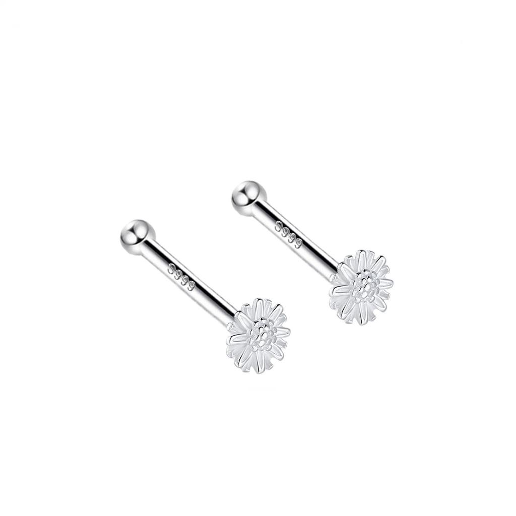 S999 Pure Silver Minimalist Women's Earrings – Small Bean Ear Bone Studs, Anti-Blocking Design for Commuting