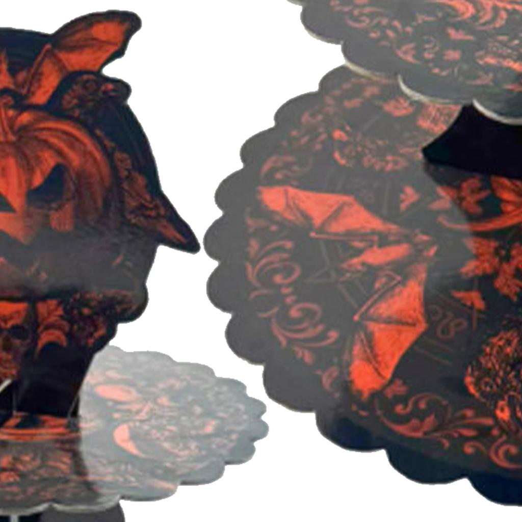 Halloween Themed Multi Tier Paper Dessert Stand For Spooky Party Tabletop Decoration And Sweet Treats Display