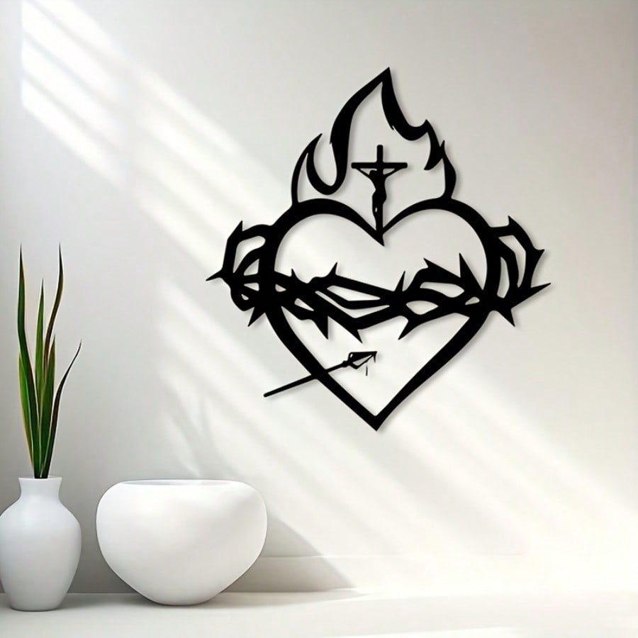 Vintage Sacred Heart Metal Wall Art Iron Christian Home Decor