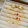 7/14Pcs Punk Colorful Crystal Gold Color Ring Set For Women Fashion Irregular Gemstone Rings Chunky Party Daily Wear Jewelry New