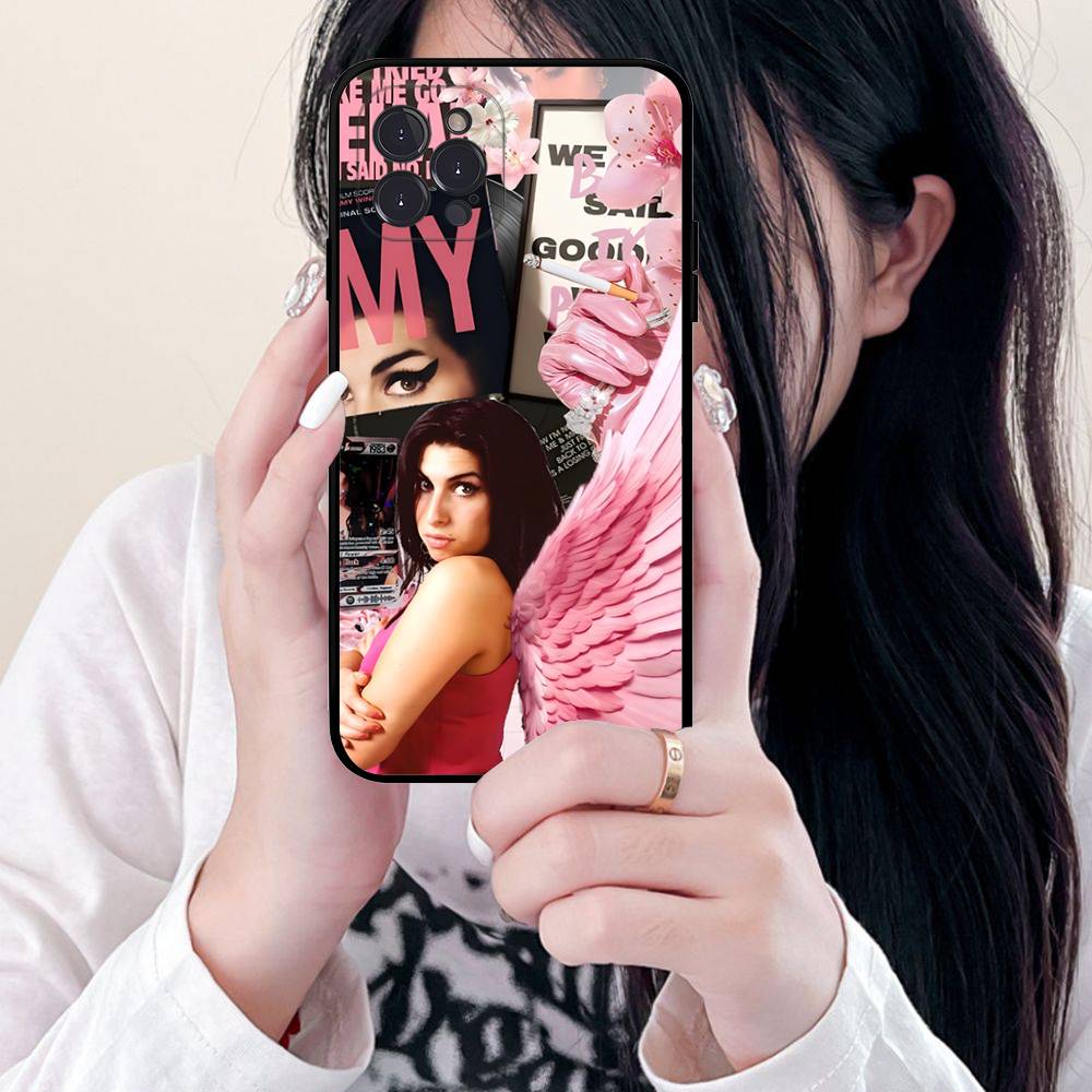 Schöne Frau A-Amy W-Winehouse Handyhülle Für Iphone 16 15 17 13 14 12 11 Pro Max Plus Schwarze Hülle Cover Case