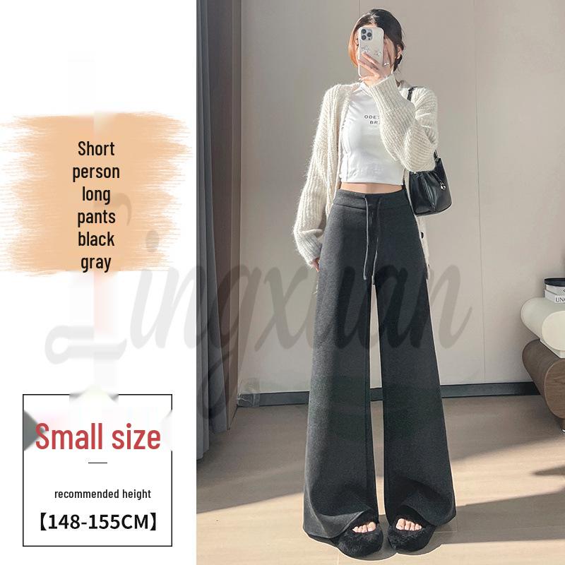 2026 Autumn/Winter High-Waisted Velvet Wool Flare Pants - Women's Floor-Length Casual Style