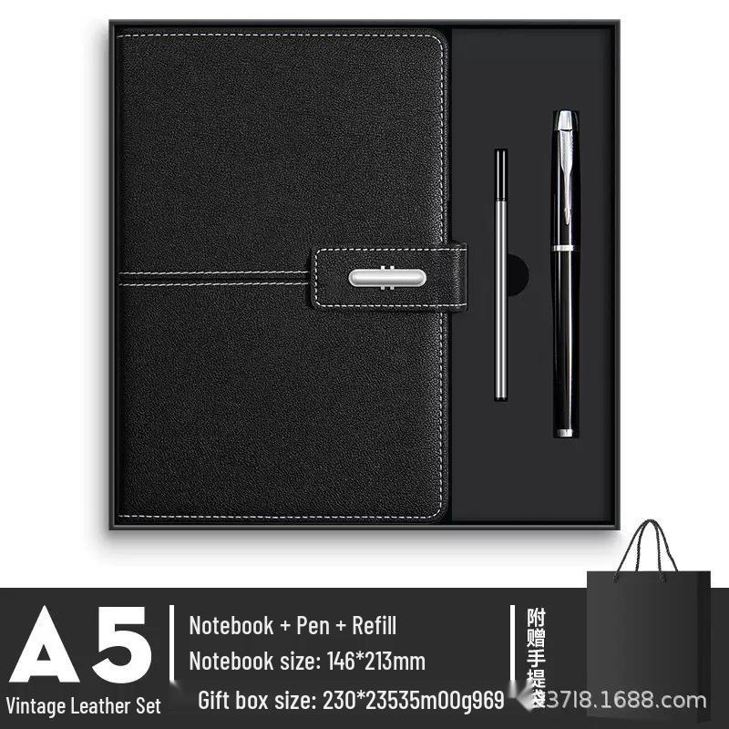 A5 PU Leather Magnetic Buckle Business Notebook Gift Set