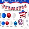 146PCS Independence Day Balloon Arch Set Blue, White, and Red Balloon Decoration for American Independence Day Patriotic Holiday