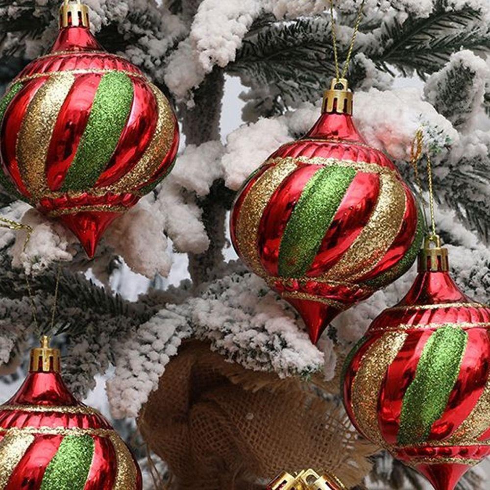 6pcs Plastic Electroplated Hanging Balls Set Shatterproof Xmas Tree Ornament  Party Favors