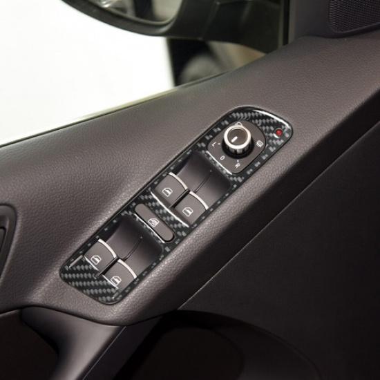 2Pcs For Volkswagen Tiguan Carbon Fiber Interior Front Door Control Cover Trim