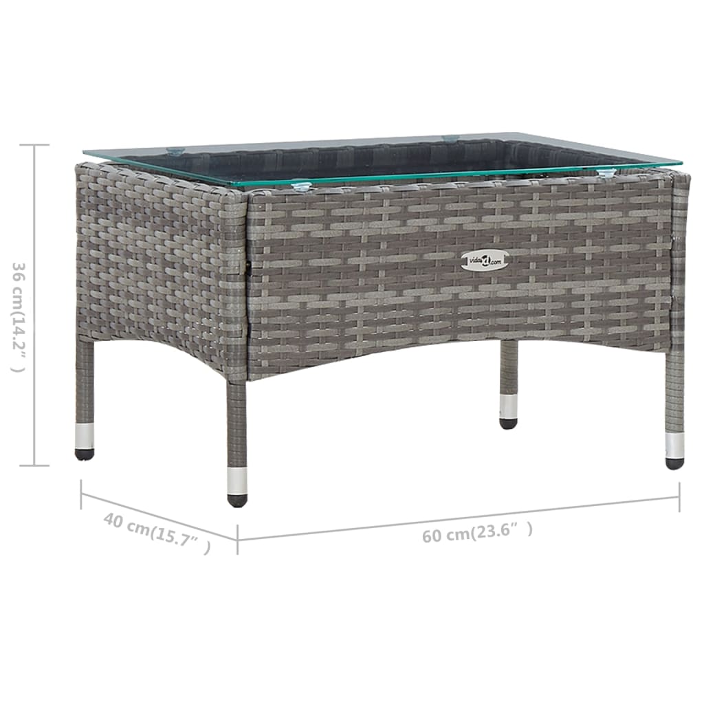 4 Piece Garden Lounge Set with Cushions Poly Rattan Grey