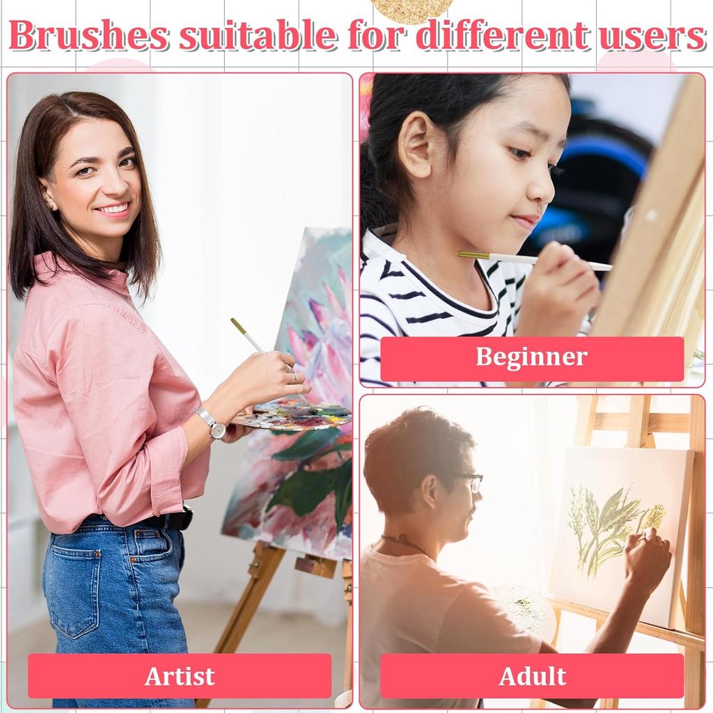 6 Pcs Fine Point Liner Cake Painting Brush Set Cake Brushes Fine Detail Paintbrushes for Cookie Decorating, Icing Pastry, Glitter, Watercolor,