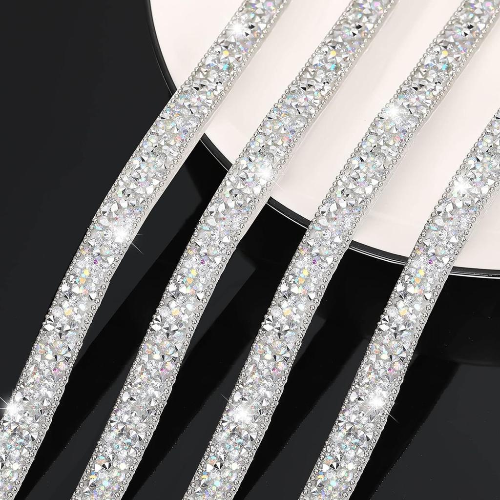 10Yards Resin Rhinestone Ribbons Self Adhesive Diamond Crystal Roll Glitter Belt Bling Party DIY Decorations 1CM Rhinestone