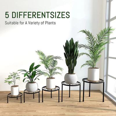 5 Pcs Flowerpot Stands Hollow Great Load Bearing Anti-rust Carbon Steel Stable Plant Holder Indoor Outdoor Home Courtyard Potted Plant Display Rack
