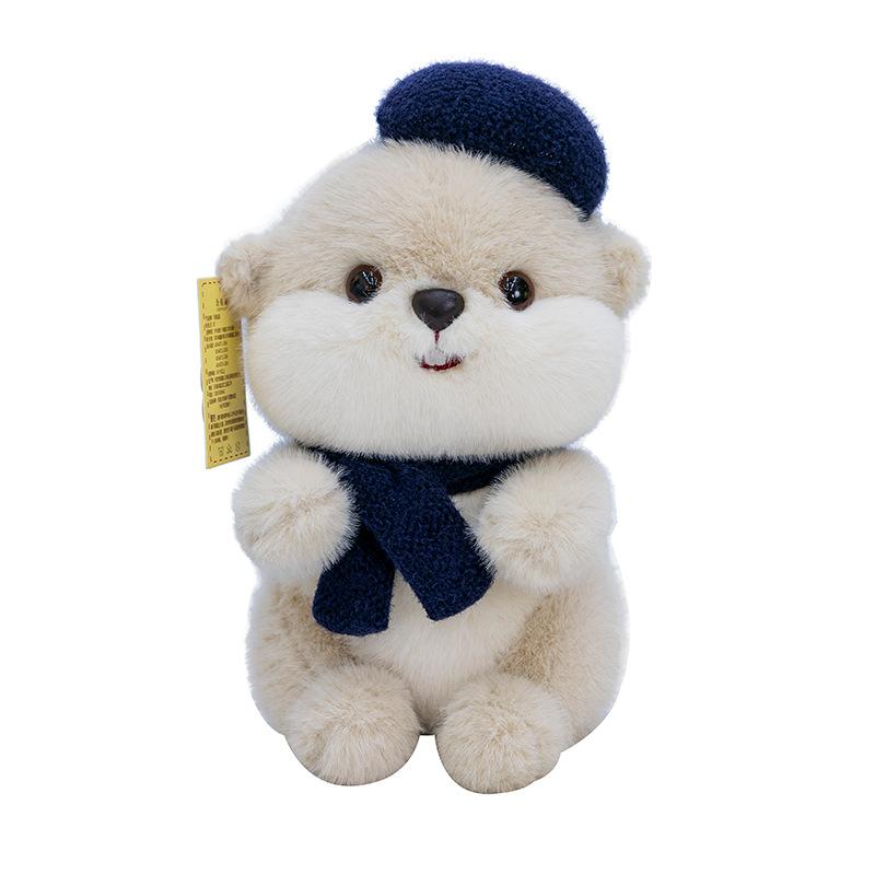 Cute Cute Beaver Plush Toy Exquisite Beret Scarf Beaver Doll Couple Gift Ornament