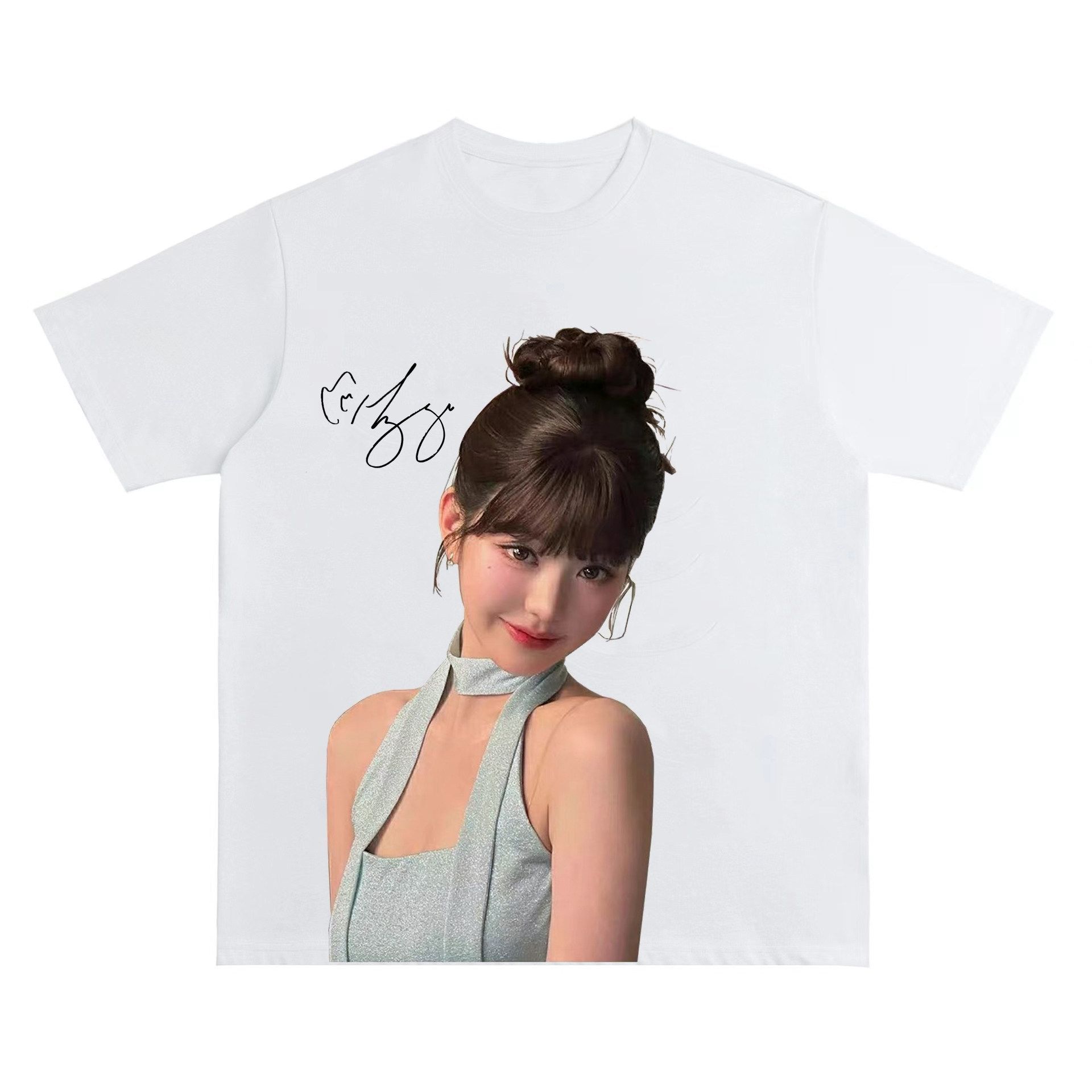 Jang Wonyoung Portrait Print Vintage Cotton T-Shirt S
