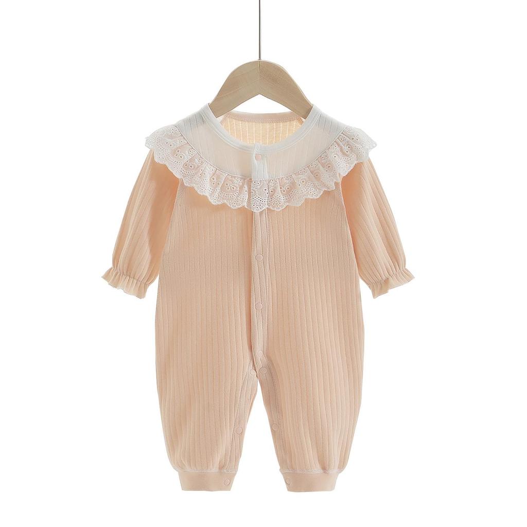 Newborn Baby Girl Romper - Pure Cotton, Boneless Design, Cute Princess Style for Autumn & Spring