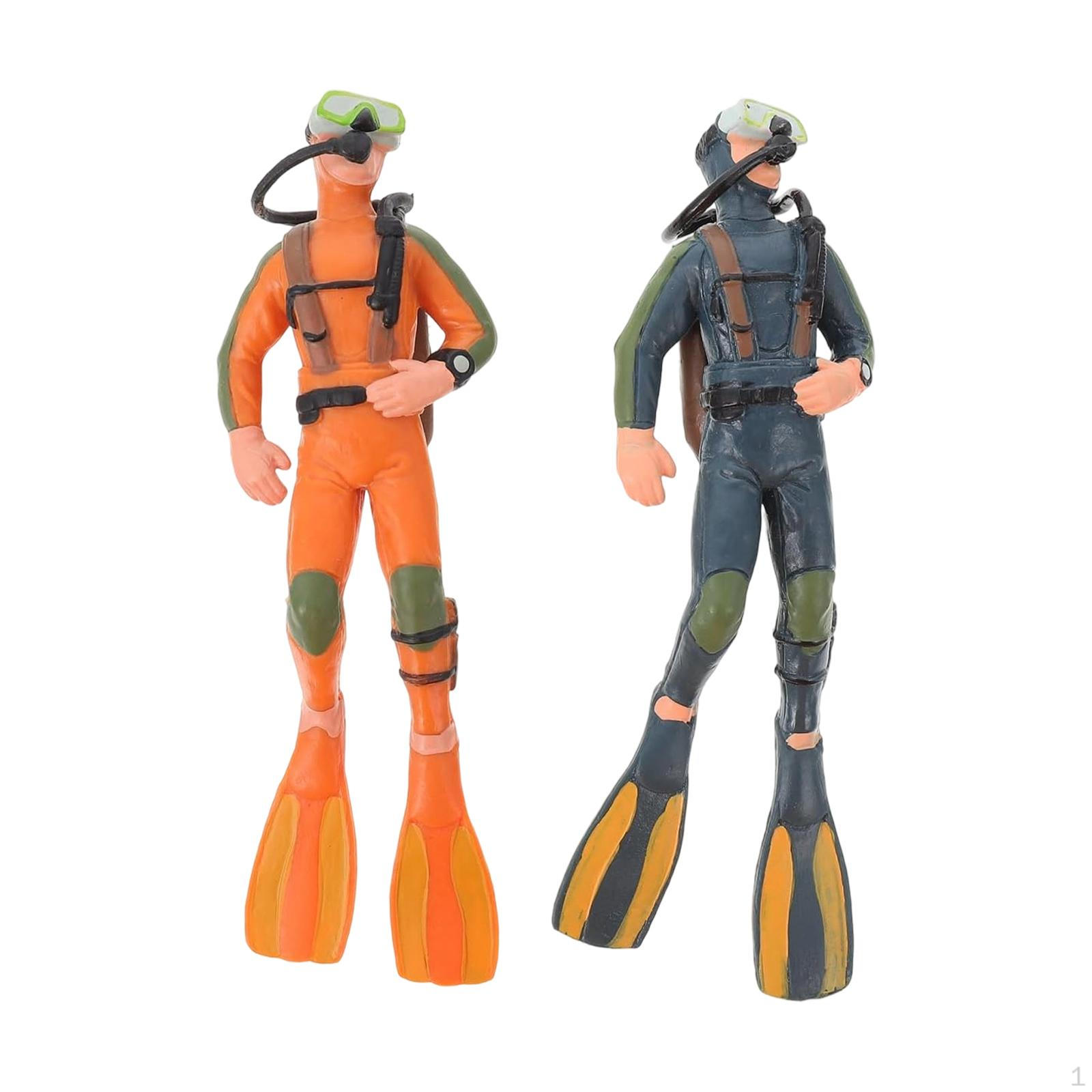 

Diver Figurines Ornaments Landscaping DIY Aquarium Decorations Desktop Scale Models 2 Diver Figurines