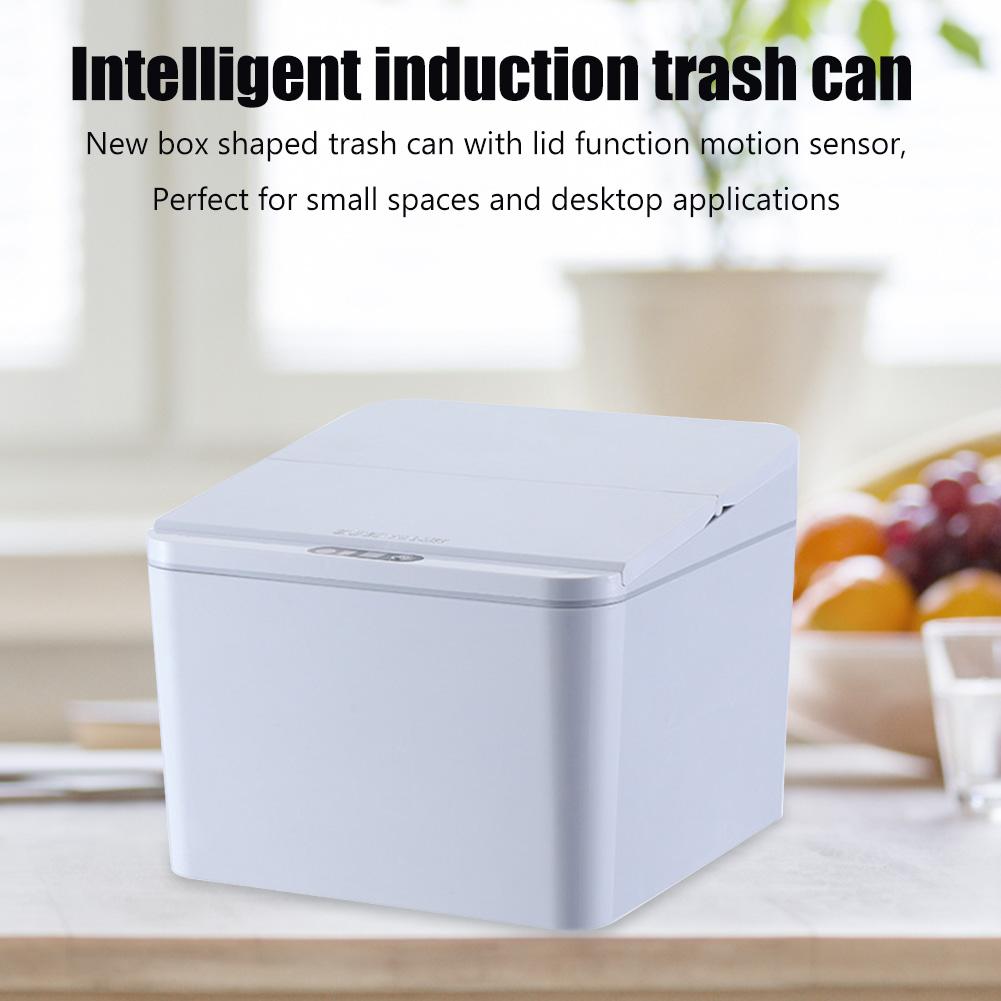Pattumiera da scrivania con sensore elettrico Pattumiera automatica portatile con coperchio Secchio contenitore da 4L a batteria/ricaricabile per casa, ufficio