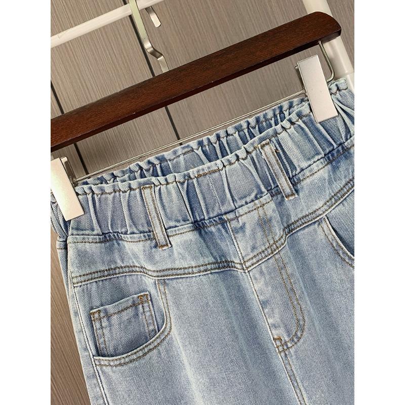 DIMANAF 2025 Plus Size Autumn Blue Basic Elastic Jeans Wide-leg Pants Women Loose Denim Trousers Big Casual Pants 6XL