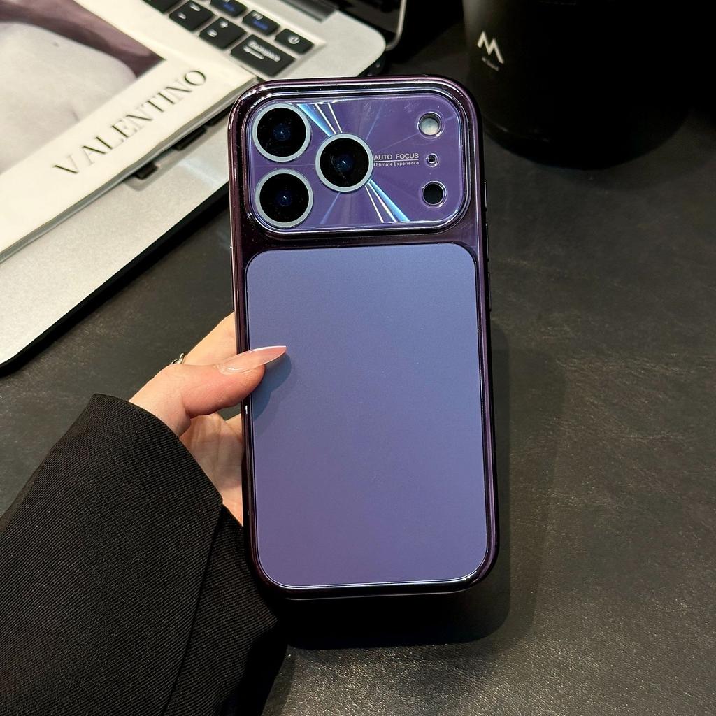 Electroplating Matte AG Built-in Lens Film Phone Case for iPhone 13 14 15 16 17 Pro Max Protection Shockproof Bumper Cases Cover