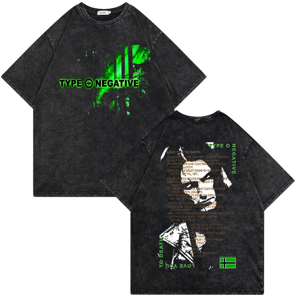 Washed Vintage Rock Band Type O Negative Rip Peter Steele Tribute T Shirt Male Casual Oversized Tshirt Mens Rocker Streetwear