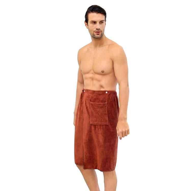 Men's Microfiber Quick-Dry Bath Skirt - Soft, Absorbent, Wearable Towel with Buckle