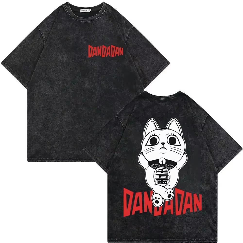 Dandadan Anime T-shirt Men Women Cotton Vintage Washed Graphic Print Short Sleeve Harajuku Otaku Streetwear Top Washed Hot Sale