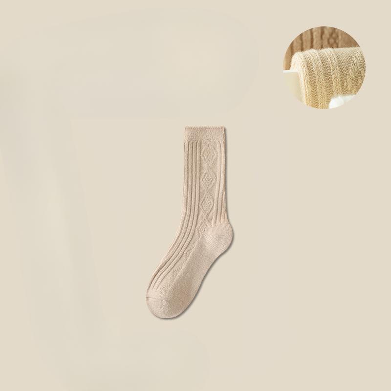 Female Autumn and Winter Plus Velvet and Thick Month Son Wool Long Pile Socks
