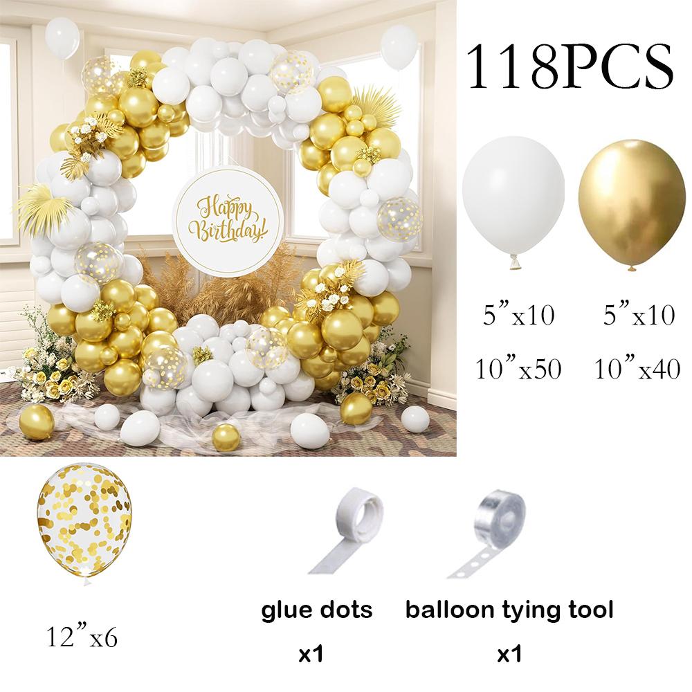 

White Wedding Decor Balloons Garland Metal Gold Confetti Balloon Arch Kit Birthday Party Bride Shower New Year Eve Decoration AS Picture