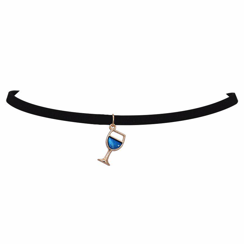 

Красные воротники Кубок Wineglass кулон Черный бархат Кожа Choker ожерелье для женщин модные украшения