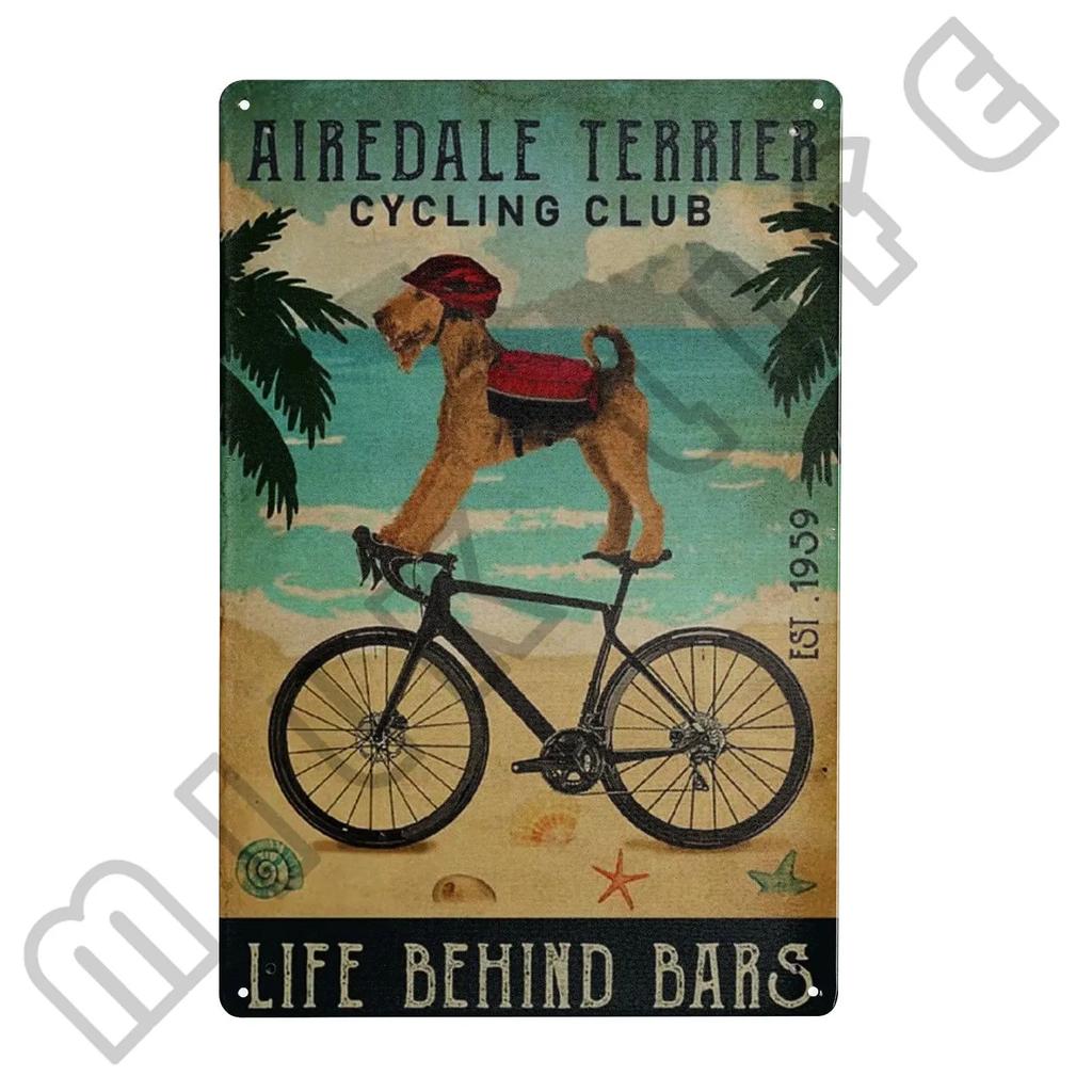 Airedale Terrier Kithchen Metal Tin Sign Funny Pets Signs Wall Decor Metal Poster Plaque for Bathroom Bar Office Cafe 12x8 Inch