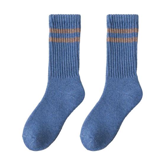 

Women Striped Wool Socks Color Block Thickened Crew Socks Warm Winter Terry Socks for Sports Fitness Running Everyday Wear