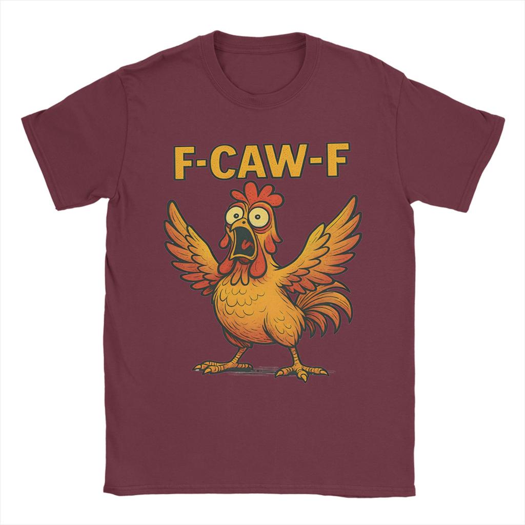 Men's T-Shirts Funny F-Caw-F Chicken Screaming Rooster Meme Humor 100% Cotton Tee Shirt Short Sleeve  T Shirt O Neck Tops Unique