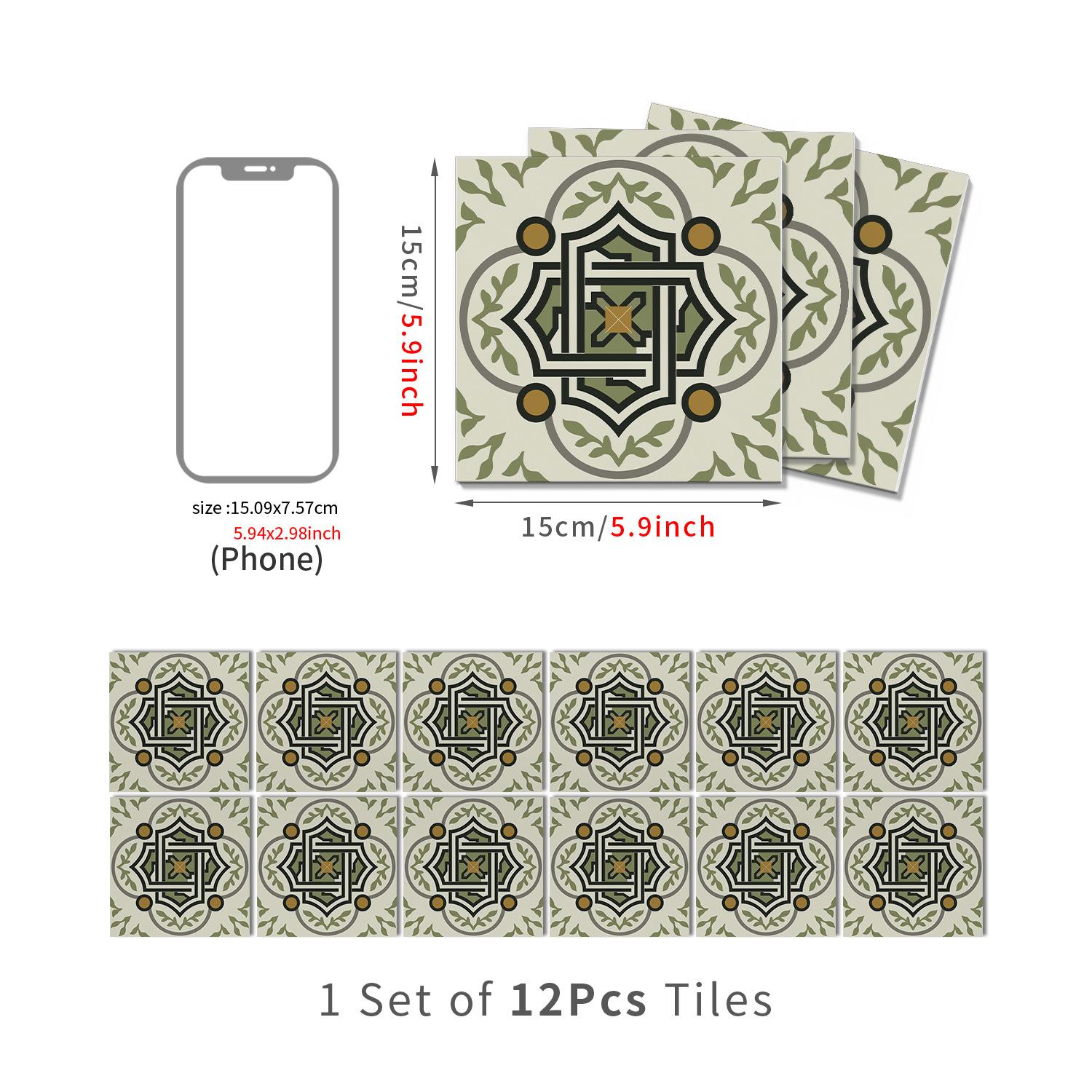 

12/24 Pcs Tile Wall Sticker Thicken Kitchen Countertop Backsplash Mural Self Adhesive Bathroom Renovation Peel & Stick Wallpaper 15CMx15CMx12PCS