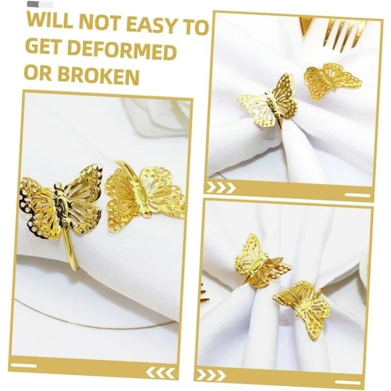96PCS Three-dimensional hollow butterfly napkin buckle metal butterfly napkin ring hotel mouth cloth ring fashion napkin ring