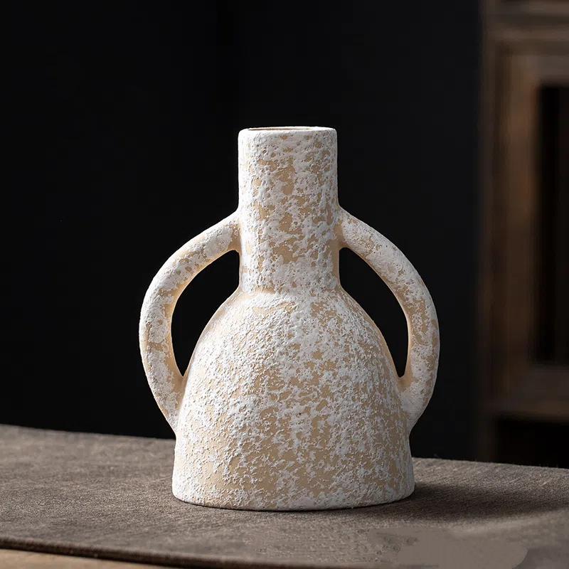 Wazon z gliny ceramicznej w stylu vintage, ręcznie robiony, nostalgiczny dekor do salonu, szafki TV, stolika do herbaty, aranżacja kwiatowa, element dekoracyjny