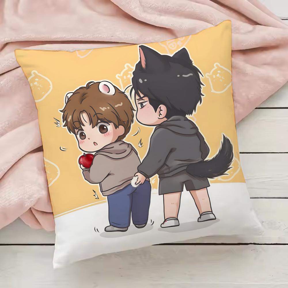 Jinx BL Comics Pillow Case Pillowcase Anti-dustmite Pillow Invisible Zipper Silky Short Plush Sofa Cushion Cover