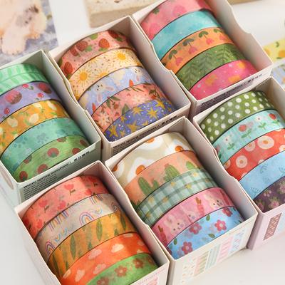 Retro Flower Vintage Washi Tape Set, Suitable for DIY Photo Frames, Diaries, Gift Box Packaging, Exquisite Decorative Items