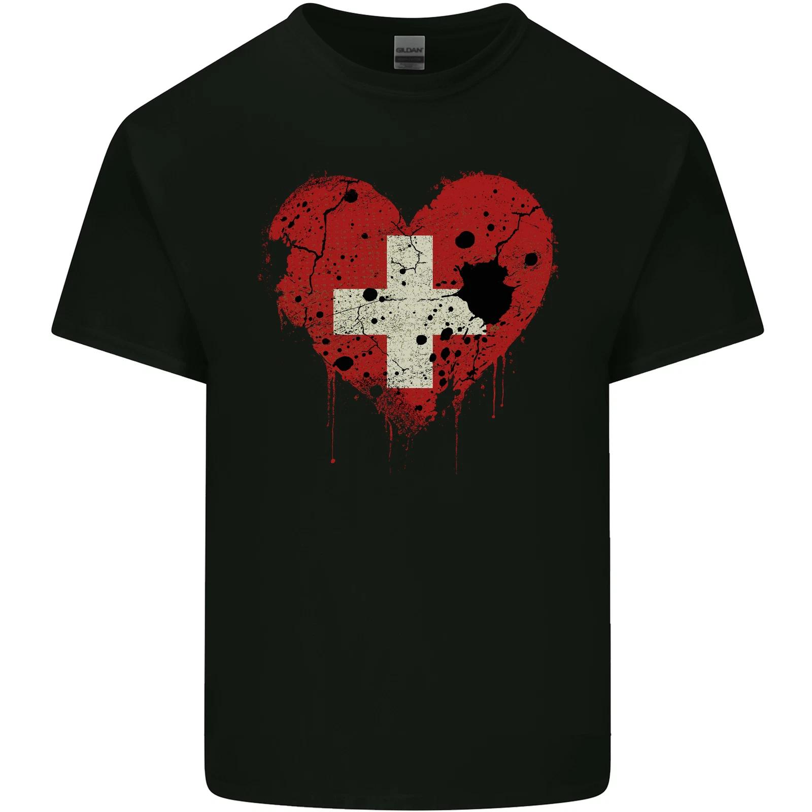 Love Switzerland Flag Swiss Day Football Kids T-Shirt Childrens 4XL