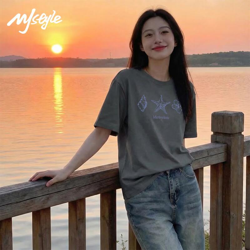 MJ STYLE Women's Starfish Graffiti Short Sleeve T-Shirt