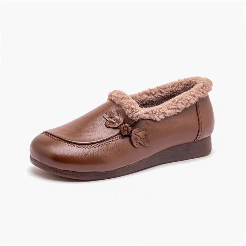 Fashion GKTINOO 2025 Shoes Women Winter Warm Wool Genuine Leather Flat Shoes Casual Loafers Slip On Women's Flats Shoes Moccasins Lady