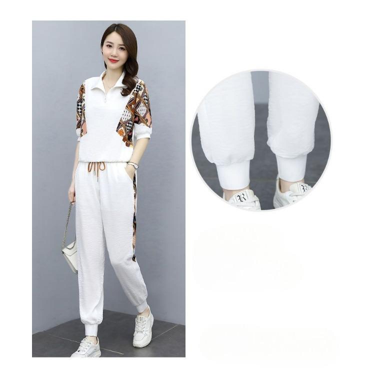 Elegant Slim Fit Summer Outfit Ice Silk Sportswear Set Casual Two Piece for Women
