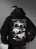 This Men's Casual Streetwear Hooded Sweatshirt Features a Print Inspired by Tokyo's Auto City, Making It Perfect for Autumn and Winter Wear.