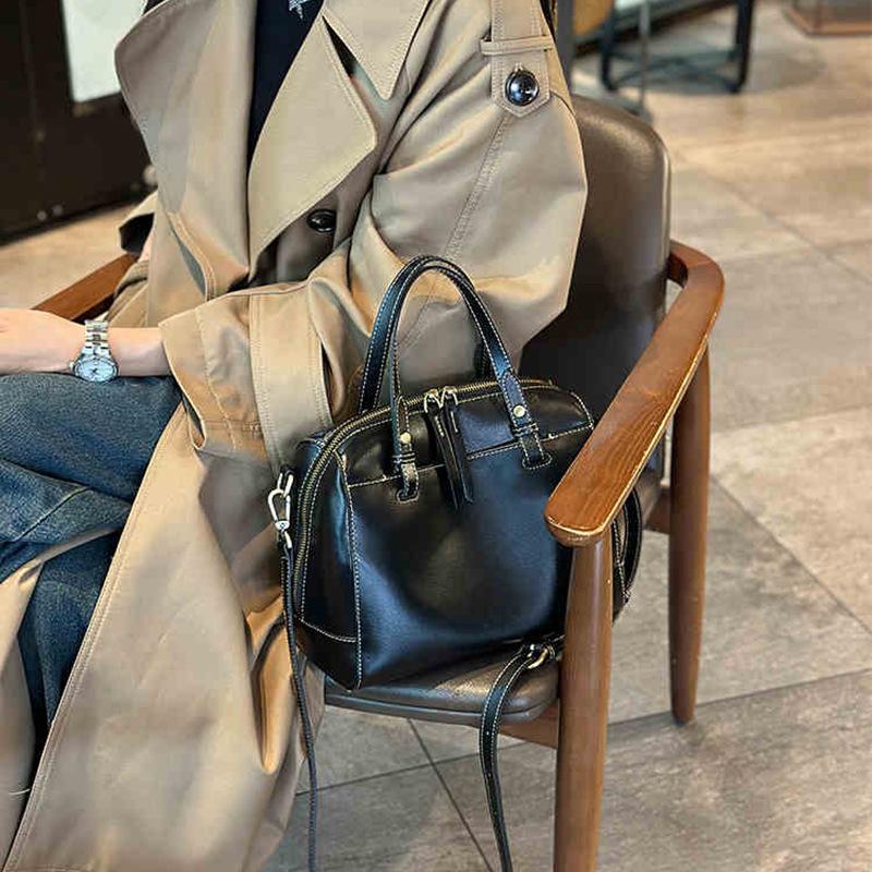 Genuine Leather Bag Crossbody Bag Large-capacity Commuter Handbag Shoulder Bag Retro Tote Bag