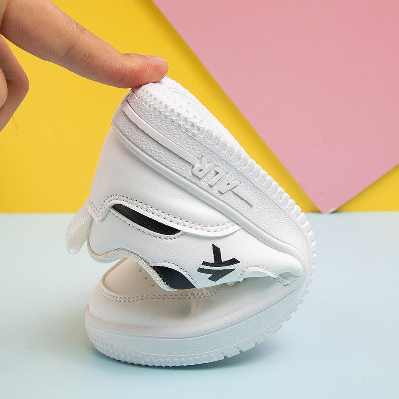 Classmates Students Casual Versatile Sports Little White Shoes Four Seasons Leather Kindergarten Performance White Board Shoes Boys and Girls