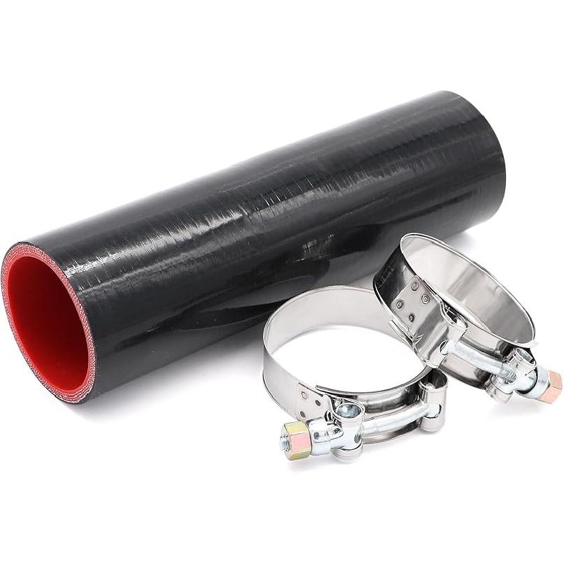 ID 2.5Inch 4-Ply Straight Coupler Silicone Hose 5Mm Thickness 8Inch Length With 2 X Stainless Steel T-Clamps (2.5Inch(63Mm))